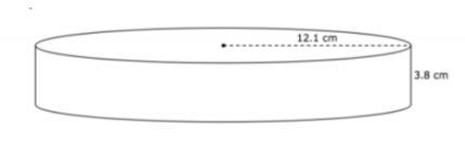 A cylinder and its dimensions are shown below. 12.1 cm 3.8 cm One equation for calculating-example-1