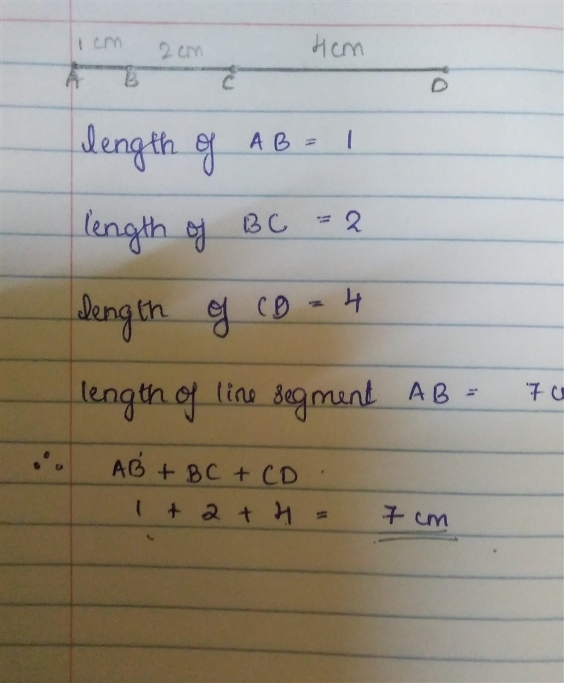 There are four points on a line: A, B, C and D, so that AB=1, BC=2, CD=4. Find the-example-1