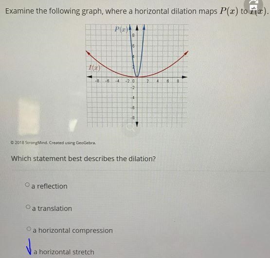 PLEASE HELP URGENT!! Examine the following graph,where a horizontal dilation maps-example-1