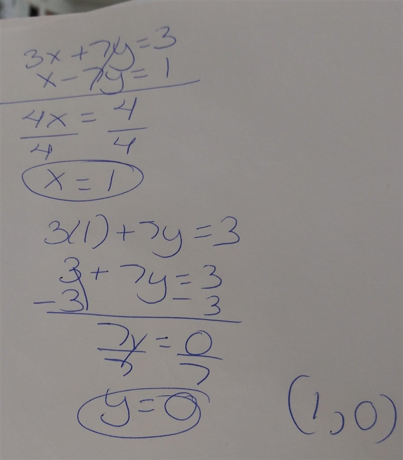 Use the linear combination method to solve this system of equations. What is the value-example-1