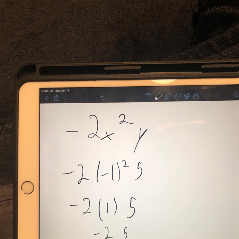 -2x^2y, where x = -1 and y = 5-example-1