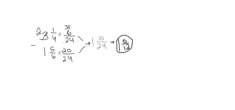 How do you solve 3 1/4 - 1 5/6-example-1