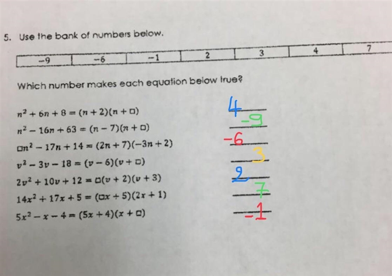 Use the bank of numbers below, Which number makes each equation below true? 72 6n-example-1