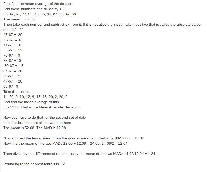 The MAD for the fall data is 2.8 cookies. The MAD for the spring data is 2.6 cookies-example-1