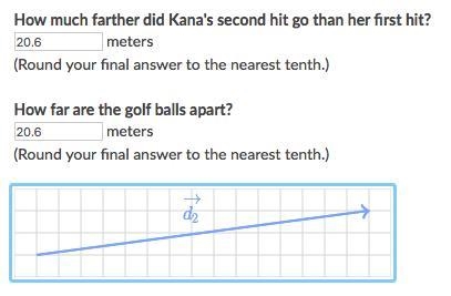 Kana is practicing her golf swing at the driving range. Her first hit can be described-example-1