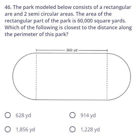 The park modeled consists of a rectangular area and 2 semicircular areas the area-example-1