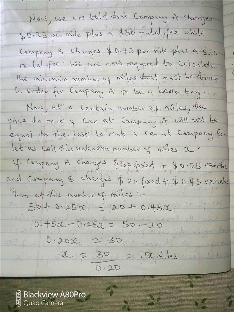 What is the maximum number of miles that Joseph can drive in order for Company B to-example-1