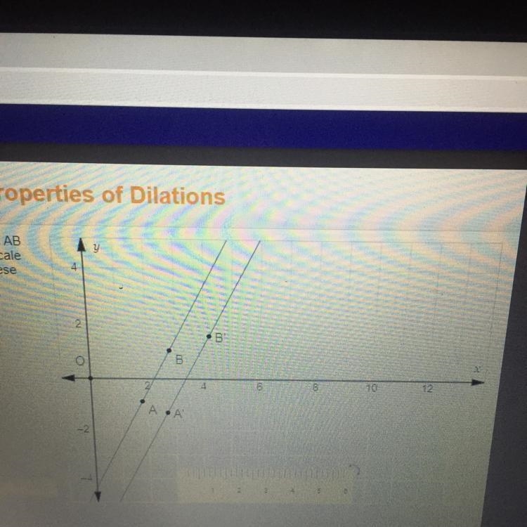 the diagram shows a dilation of line AB about the origin O. Determine the scale factor-example-1