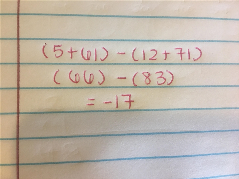 (5 + 61) - (12 + 71)-example-1