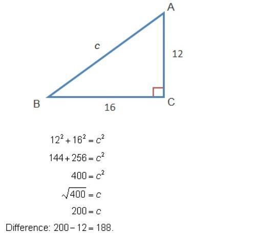 Lewis needed to find the difference in lengths between the hypotenuse and the longest-example-1