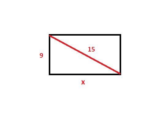 Which expression helps you find the length x of a side of a rectangle that has a diagonal-example-1