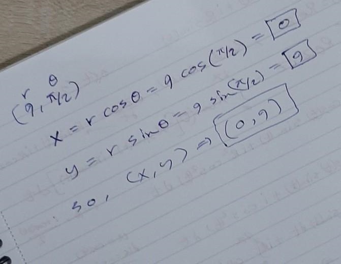 A point is given in polar coordinates. Convert the point to rectangular coordinates-example-1