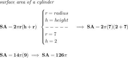 Which of the following is the surface area of the right cylinder below? A. 174,1 units-example-1