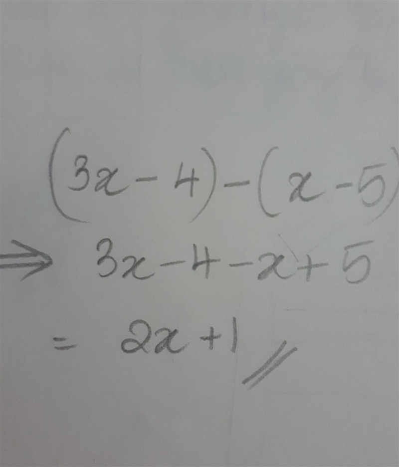 (3x-4)-(x-5) pleaseeee help need asap-example-1