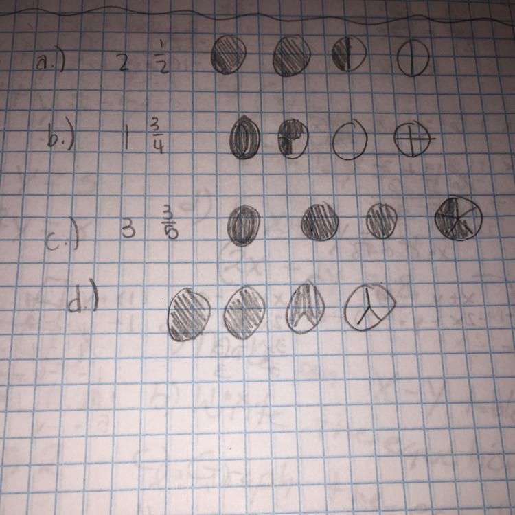 Need the answer urgently Shade the amount of pie given in the mixed number. There-example-1