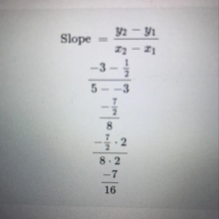 What is the slope of the line passing through (-3, 5) and (5, -3)? slope = -1 slope-example-1