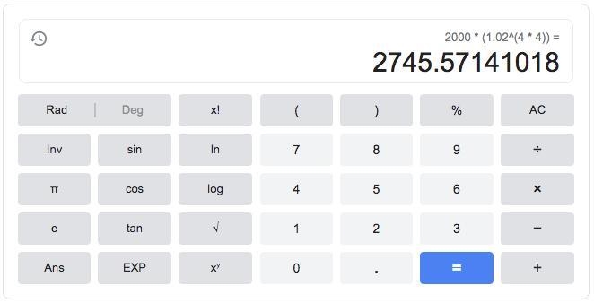 $2,000 is invested at 8% compounded quarterly, s=2000(1.02)^4x what will result in-example-1