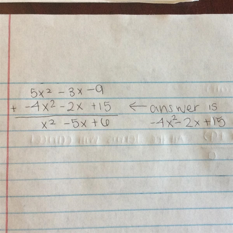 Which polynomial, when added to the polynomial 5x^2–3x–9, is equivalent to: x^2–5x-example-1