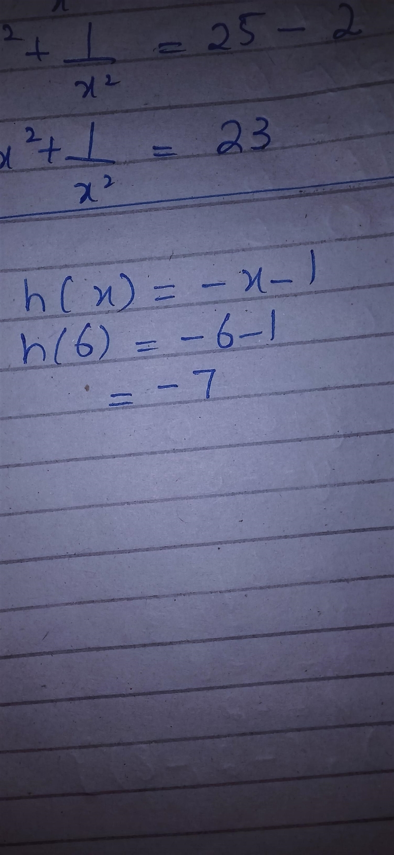 Given h(x) = -x - 1, find h(6).-example-1