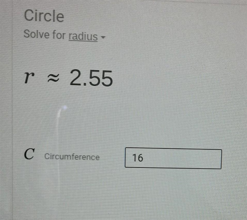 8. What is the radius of a circle when the circumference is 16 cm? A. 16 cm B. 12 cm-example-1