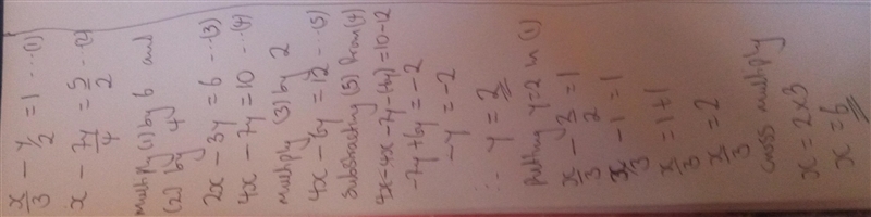 How do you eliminate the fractions on this to solve by elimination ????????-example-1