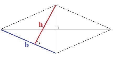 A rhombus has a base of 5.2 meters and a height of 4.5 meters. The rhombus is divided-example-1