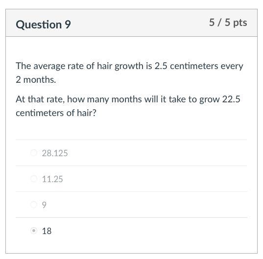 The average rate of hair growth is 2.5 centimeters every 2 months. At that rate, how-example-1