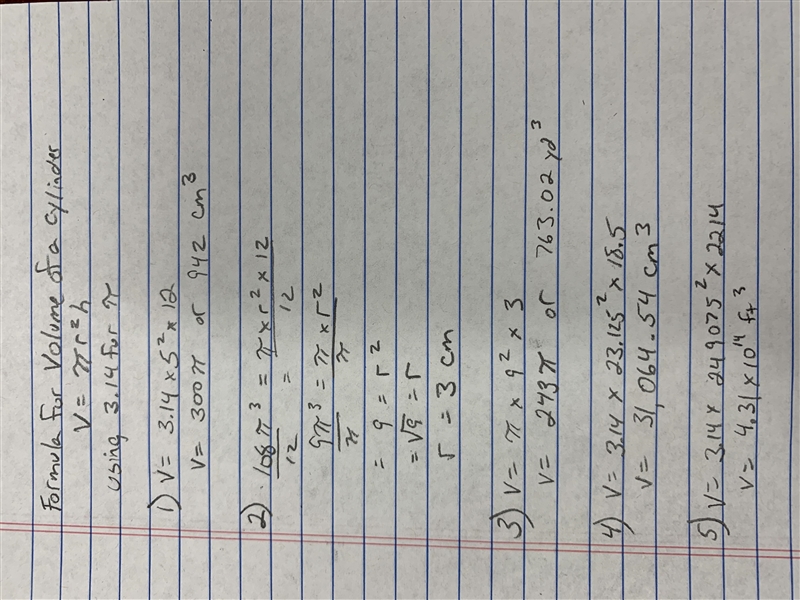 1.)What is the volume of a right circular cylinder with a radius of 5 cm and a height-example-1