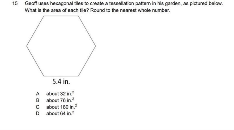 Geoff uses hexagonal tiles to create a tessellation pattern in his garden, as pictured-example-1