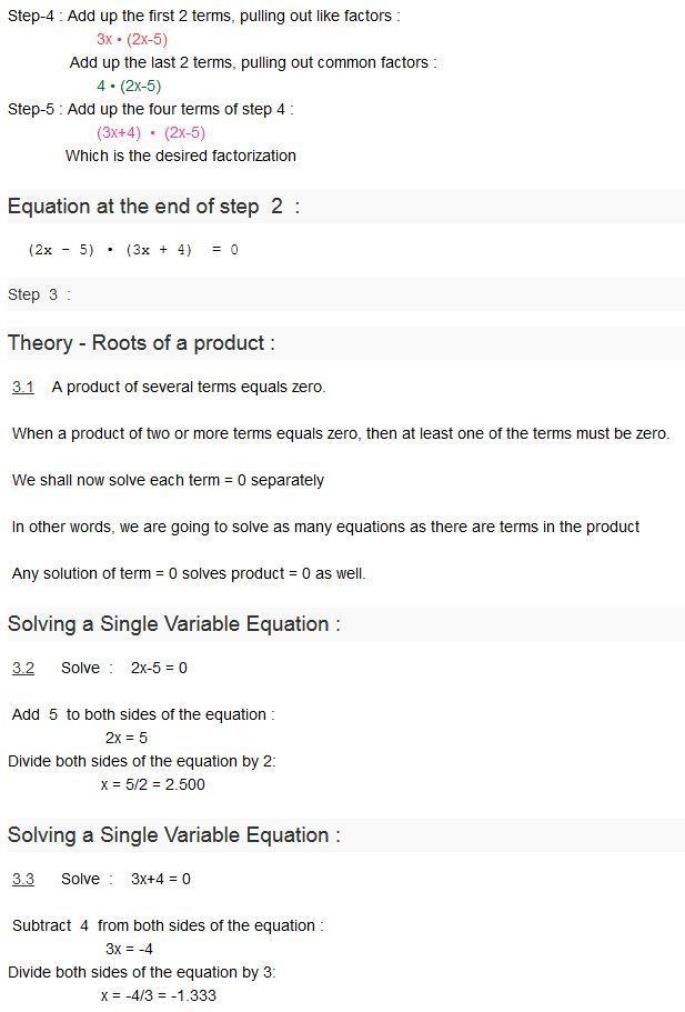 Solve. 6x2 + 7x – 20 = 0​-example-4