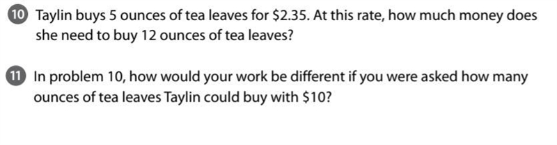 In problem 10, how would your work be different if you were asked how many ounces-example-1