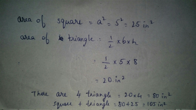 A wood block is shaped like a square pyramid. The dimensions are shown in the net-example-1