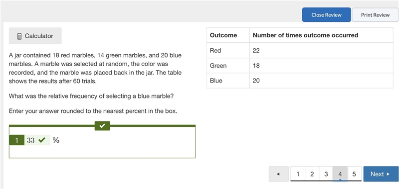 A jar contained 18 red marbles, 14 green marbles, and 20 blue marbles. A marble was-example-1