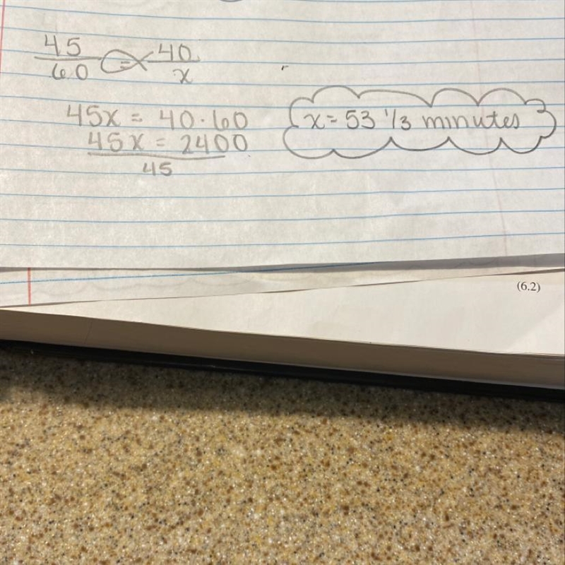 If you travel 40 miles at 45 miles per hour, how many minutes will that take you?-example-1