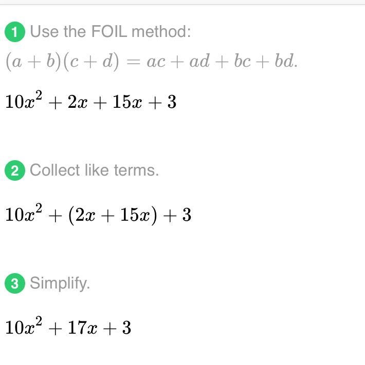 (2x + 3)(5x + 1) = What is the answer?-example-1