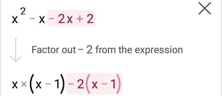 Factor the expression. x squared minus 3 x plus 2-example-3