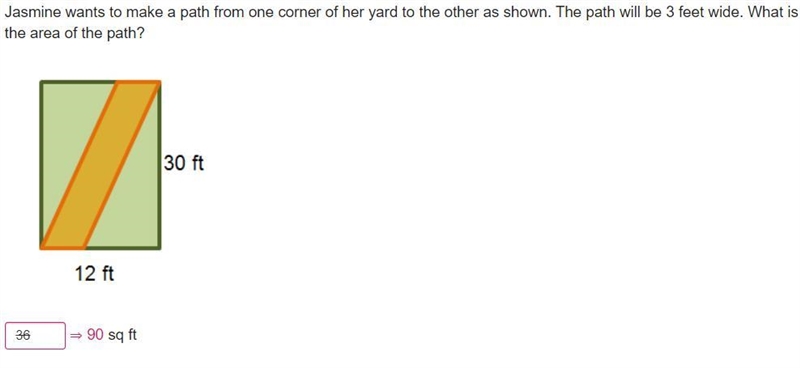 jasmine wants to make a path from one corner of her yard to the other as shown. The-example-1