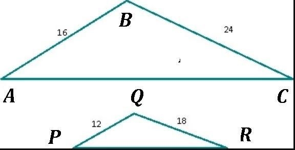 Write the ratio of corresponding sides for the similar triangles and reduce the ratio-example-1