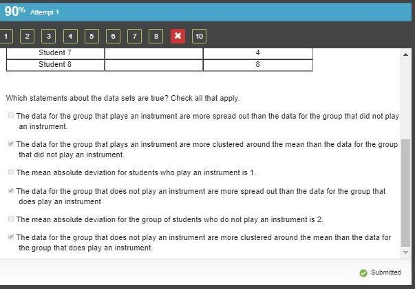 Which statements about the data sets are true? Check all that apply. The data for-example-1