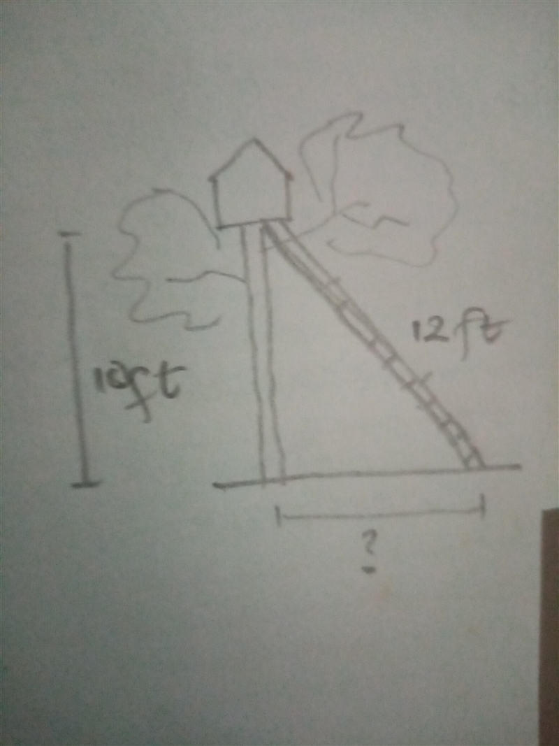 Option 3 Option 4 A tree house is 10 feet up in a tree. A ladder that leans against-example-1