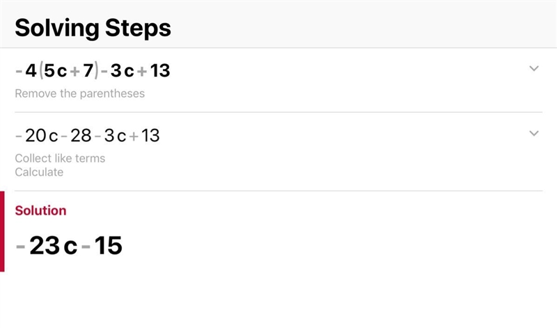 -4(5c+7)-3c+13 simplify, pls include step-by-step thank you <3-example-1