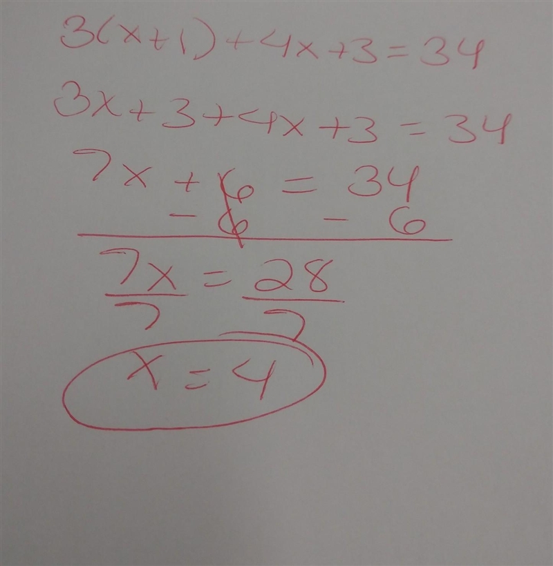 3(x + 1) + 4x + 3 = 34-example-1