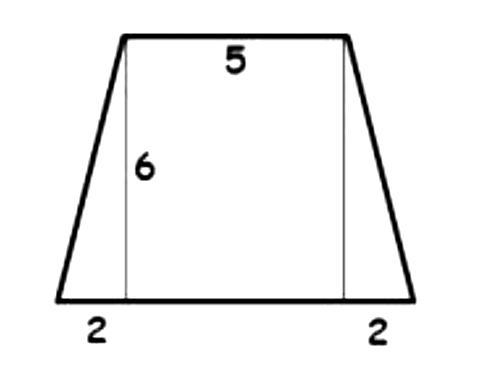 Find the area of the trapezoid by composition of rectangle and triangles. A) 30 units-example-1