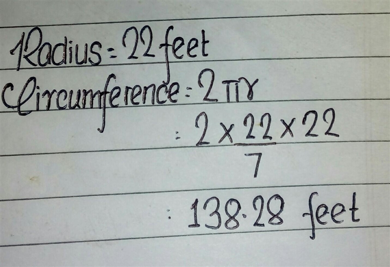 A minute hand (radius) of a clock is 22 feet long. What is the circumference of the-example-1