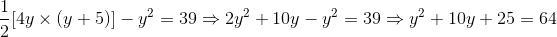 Diagram I shows a triangle with a foot length of 4ycm and a height (y +5). Figure-example-1