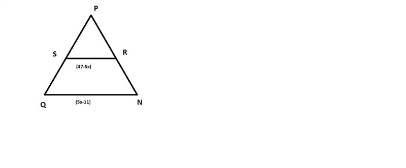 in the diagram below of triangle NPQ, R is a midpoint of NP and S is a midpoint of-example-1