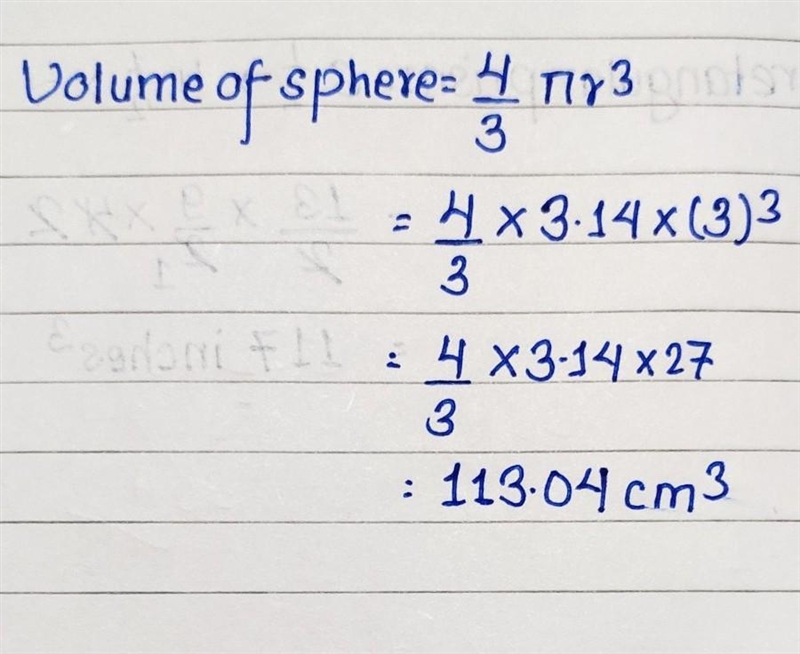 What is the volume of a sphere if it has a radius of 3 centimeters? (Use 3.14 for-example-1