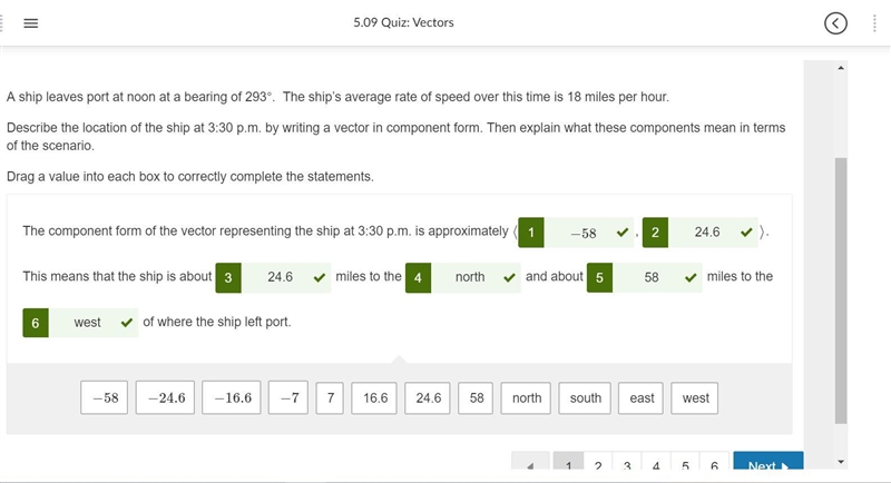 A ship leaves port at noon at a bearing of 293º. The ship's average rate of speed-example-1