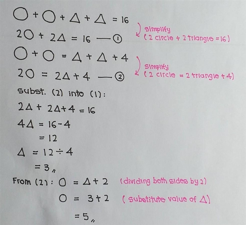 How do I know what the circle and triangle equal to?-example-1