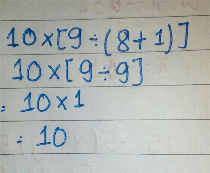 What is the answer to 10x[9÷(8+1)]-example-1